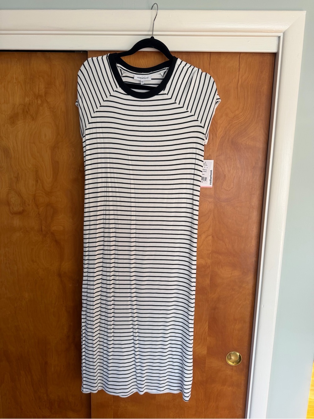 Motherhood Black and White Striped Midi Dress